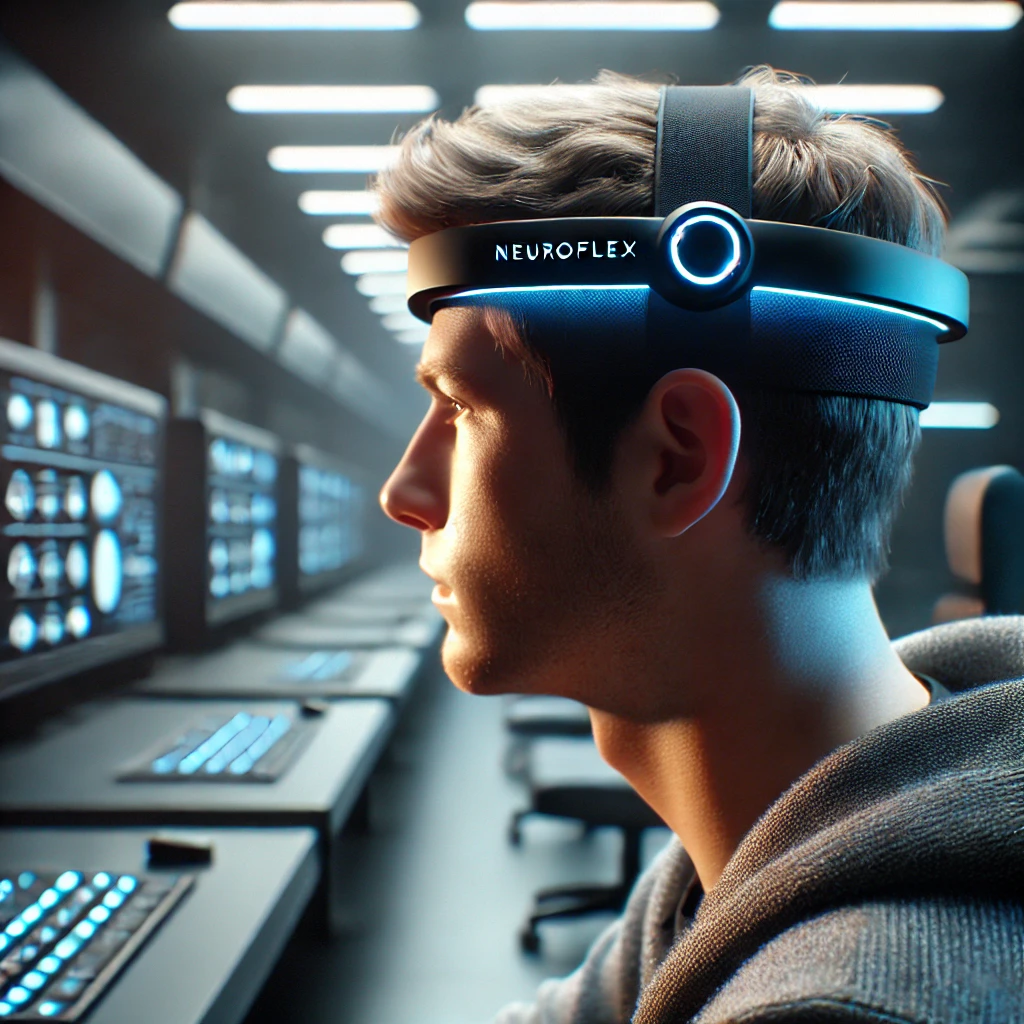 Close-up of the Neuroflexr headband on a sleek, modern surface