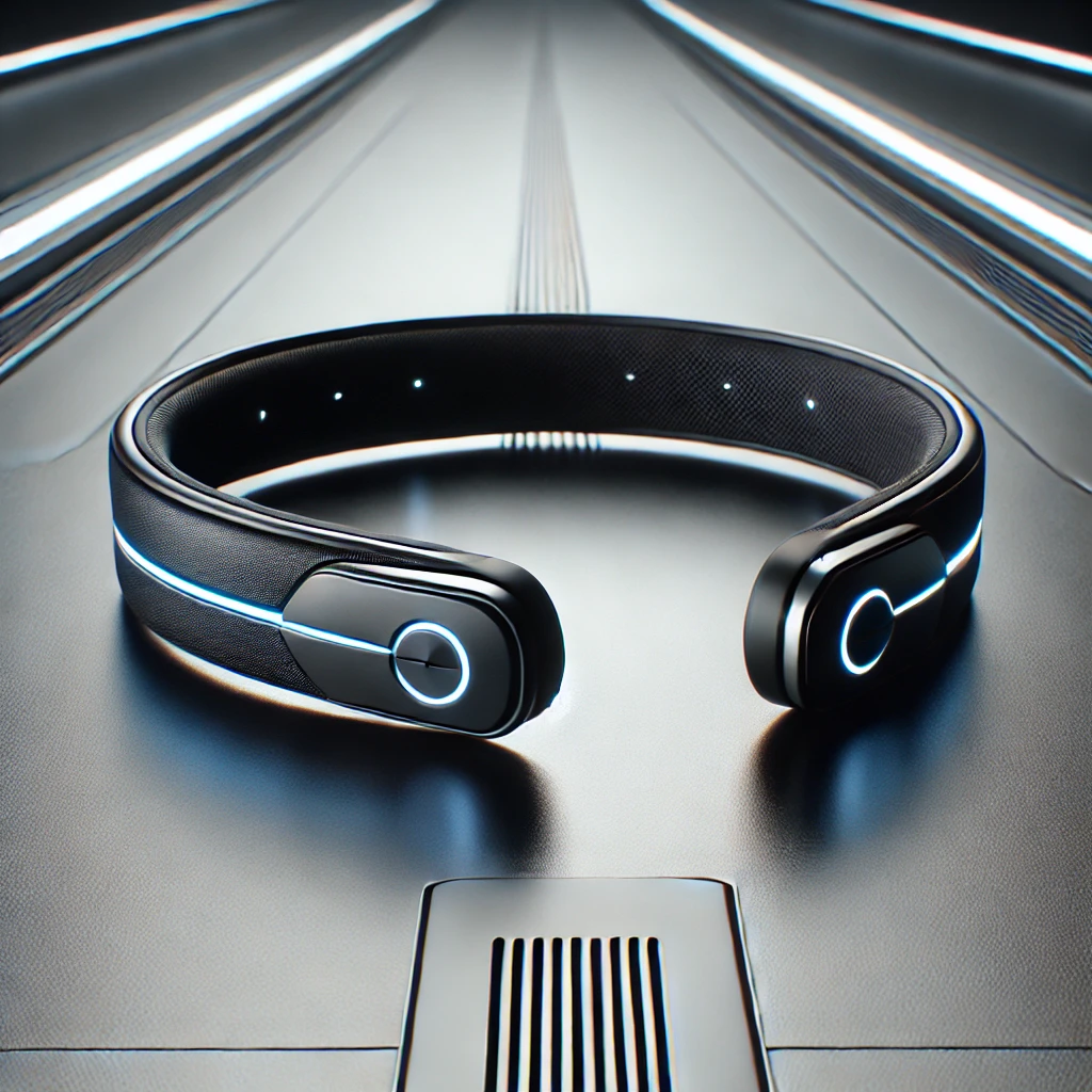 Person using the Neuroflexr headband in a futuristic control room